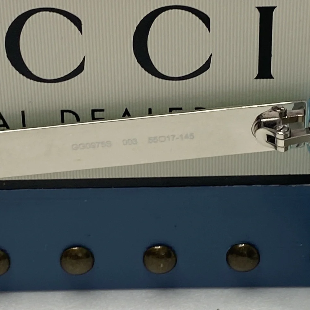 Gucci GG0975S 003 Men’s Translucent Square Sunglasses in Light Blue